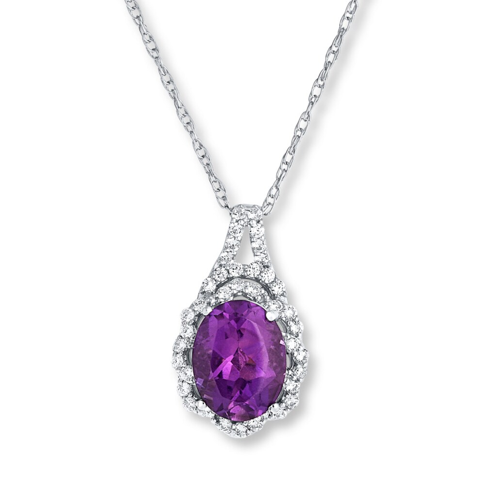 Amethyst Necklace 1/5 ct tw Diamonds 14K White Gold 2o2OqdNS