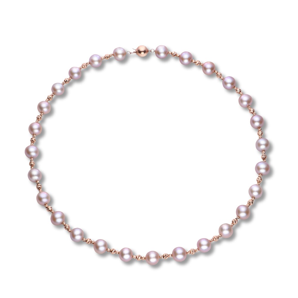 Pink Cultured Freshwater Pearl Necklace 14K Rose Gold 2oCJWoGL