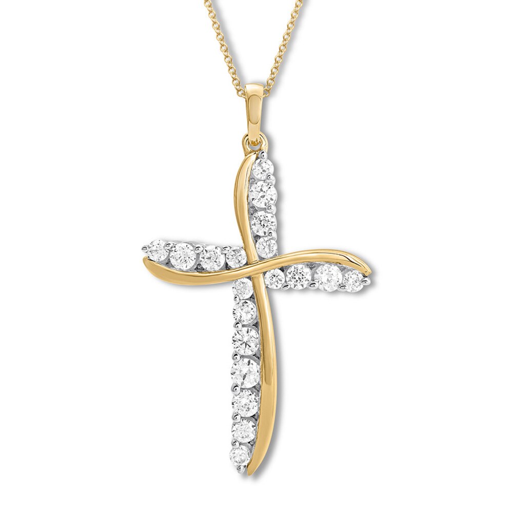 Diamond Cross Necklace 1 carat tw 14K Yellow Gold 2olCyEPu