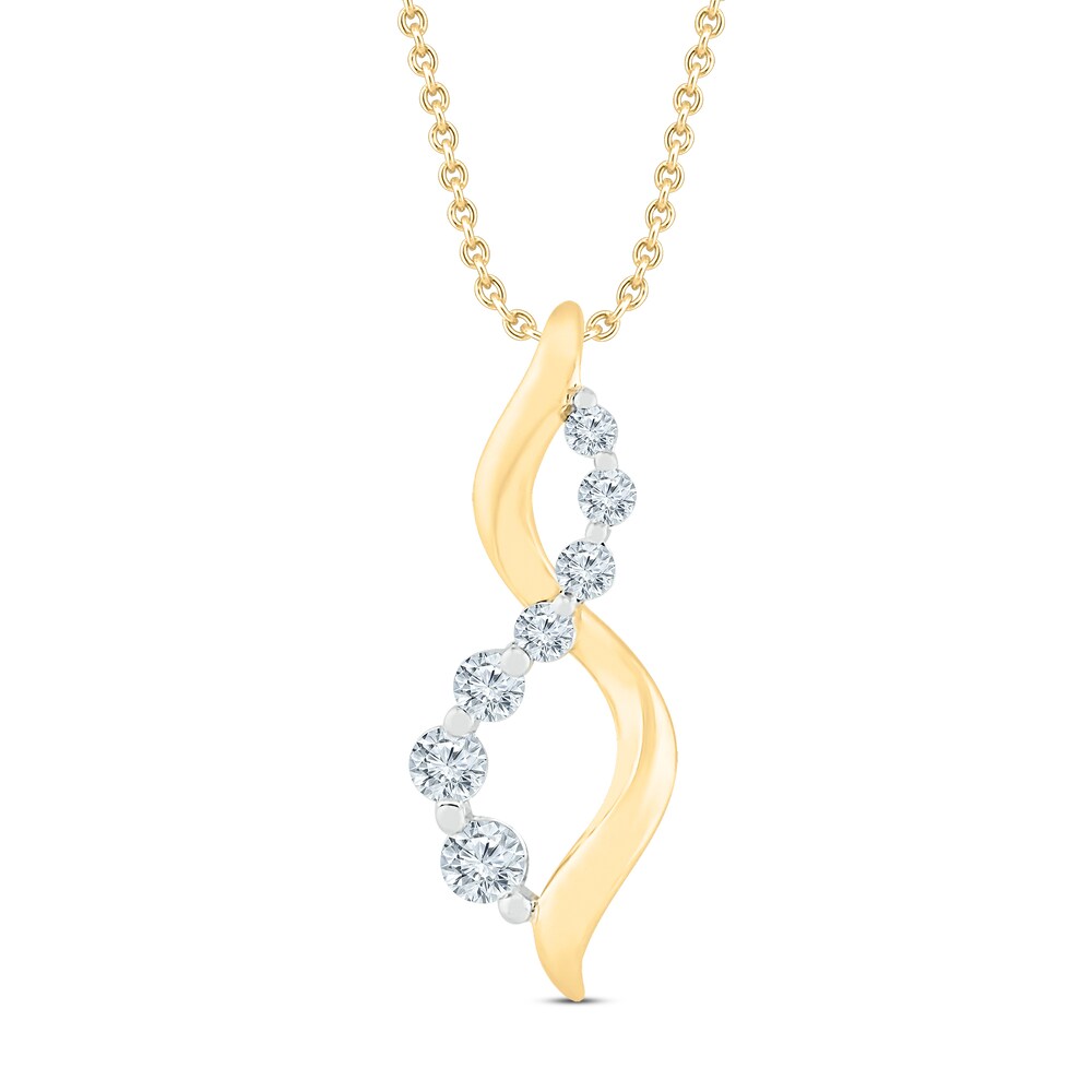 Diamond infinity Necklace 1/5 ct tw Round 10K Yellow Gold 2pCYzc2A