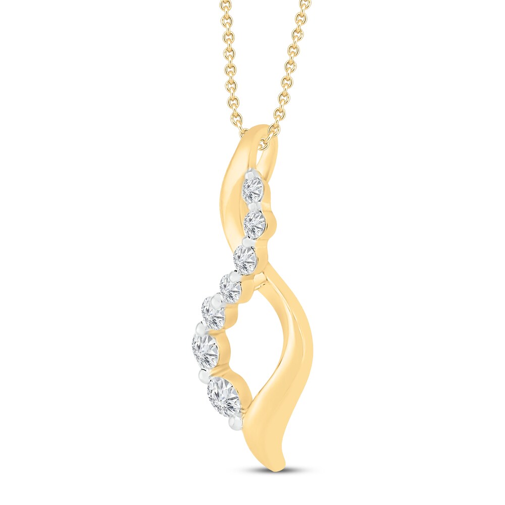 Diamond infinity Necklace 1/5 ct tw Round 10K Yellow Gold 2pCYzc2A