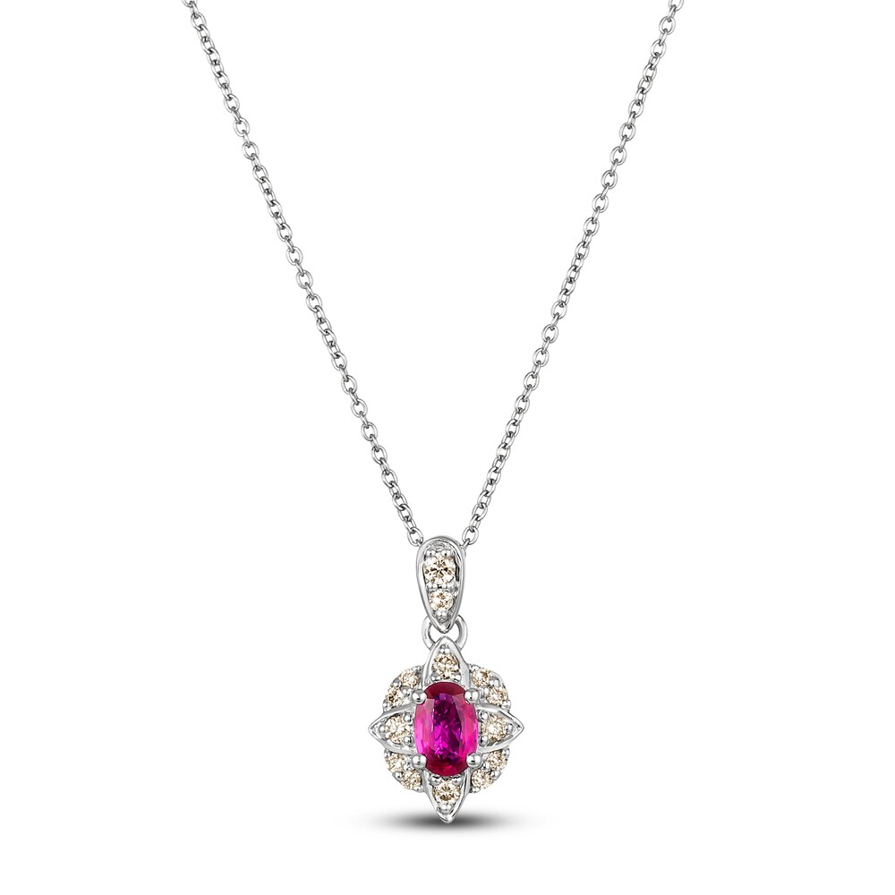 Le Vian Natural Ruby Necklace 1/6 ct tw Diamonds 14K Vanilla Gold 2qqdHDfA