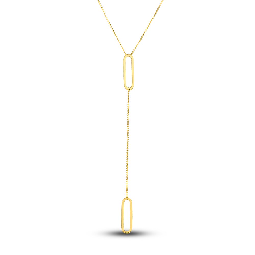 Oval Link Lariat Necklace 14K Yellow Gold 18" 2tIEQnoy
