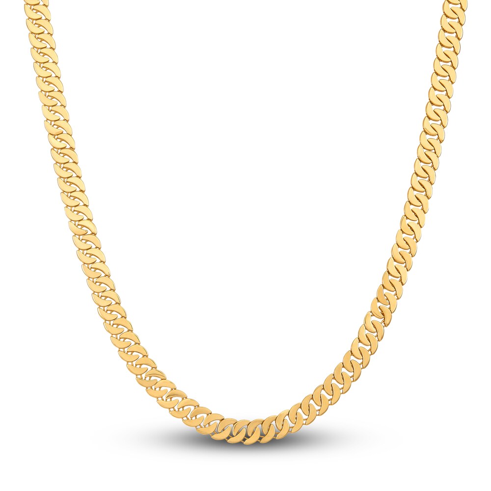 Italia D'Oro Men's Flat Link Chain Necklace 14K Yellow Gold 22.05" 2xPQaC09