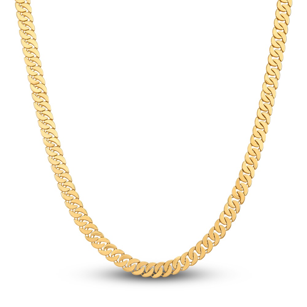 Italia D\'Oro Men\'s Flat Link Chain Necklace 14K Yellow Gold 22.05\" 2xPQaC09