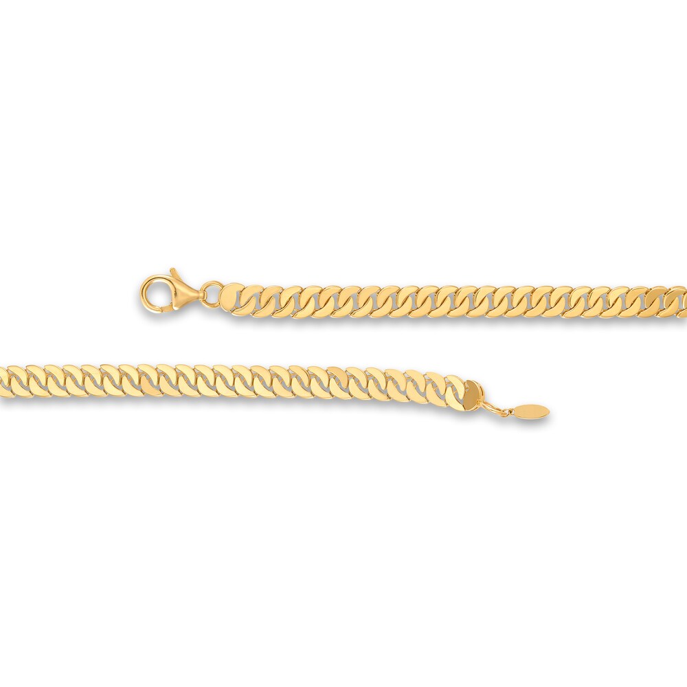 Italia D\'Oro Men\'s Flat Link Chain Necklace 14K Yellow Gold 22.05\" 2xPQaC09