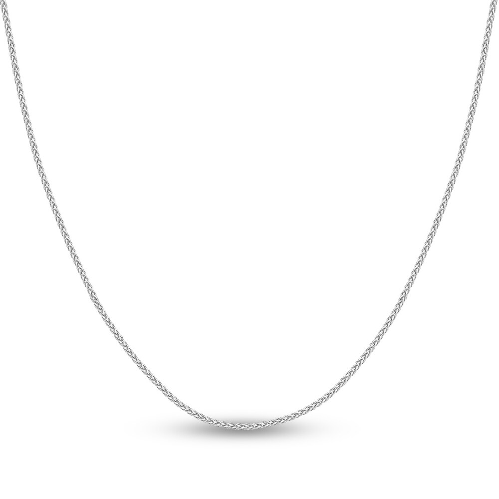 Round Wheat Chain Necklace 14K White Gold 18" 2yXlml1O