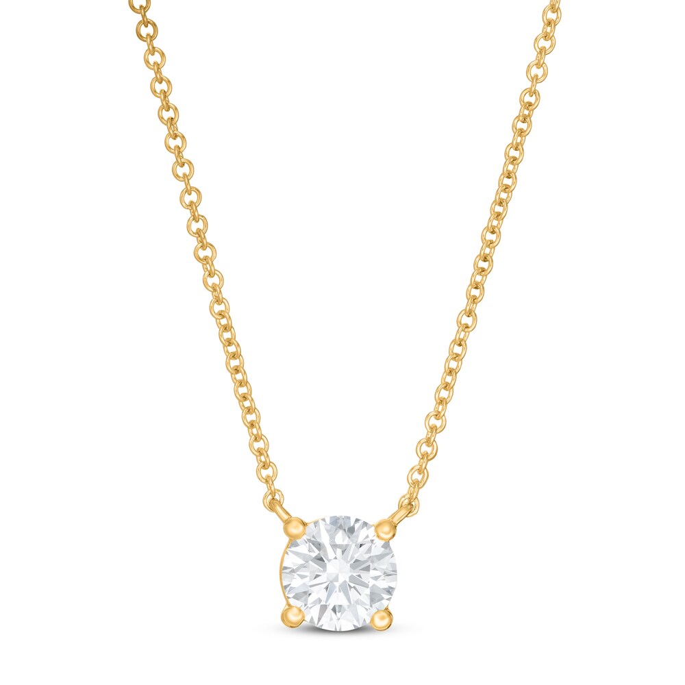 Lab-Created Diamond Solitaire Necklace 1 ct tw Round 14K Yellow Gold (SI2/F) 33zqjW5n