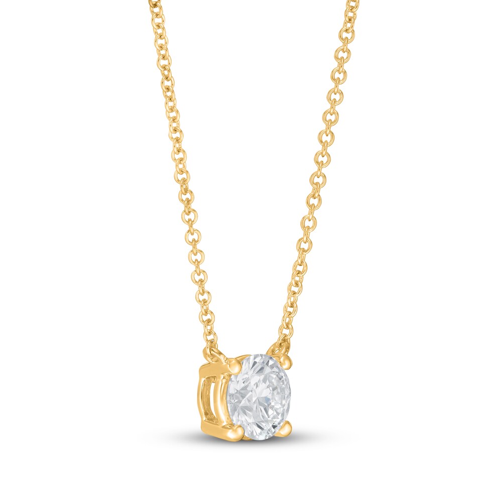 Lab-Created Diamond Solitaire Necklace 1 ct tw Round 14K Yellow Gold (SI2/F) 33zqjW5n