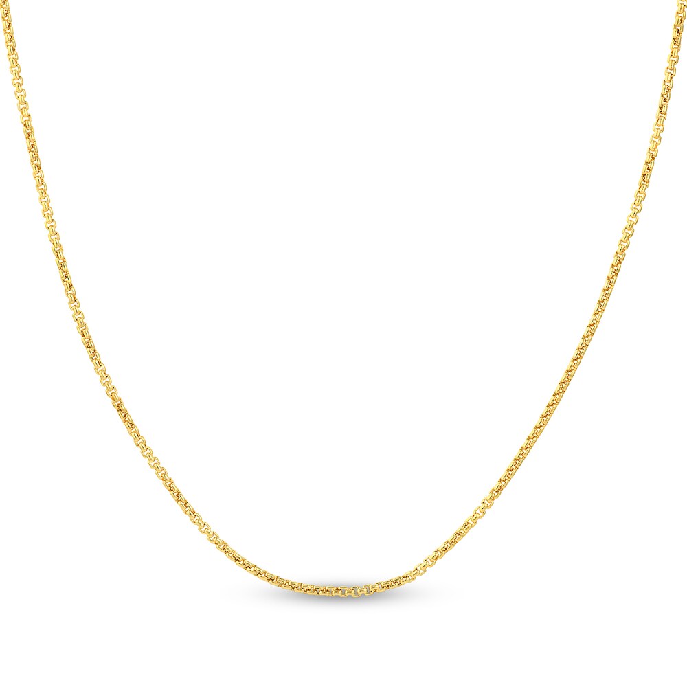 Hollow Round Box Chain Necklace 14K Yellow Gold 24\" 36UmjuYB