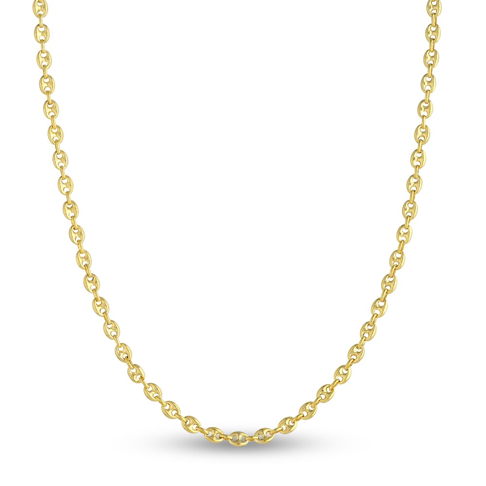 Puffy Mariner Link Necklace 14K Yellow Gold 20" 38bJTIqt