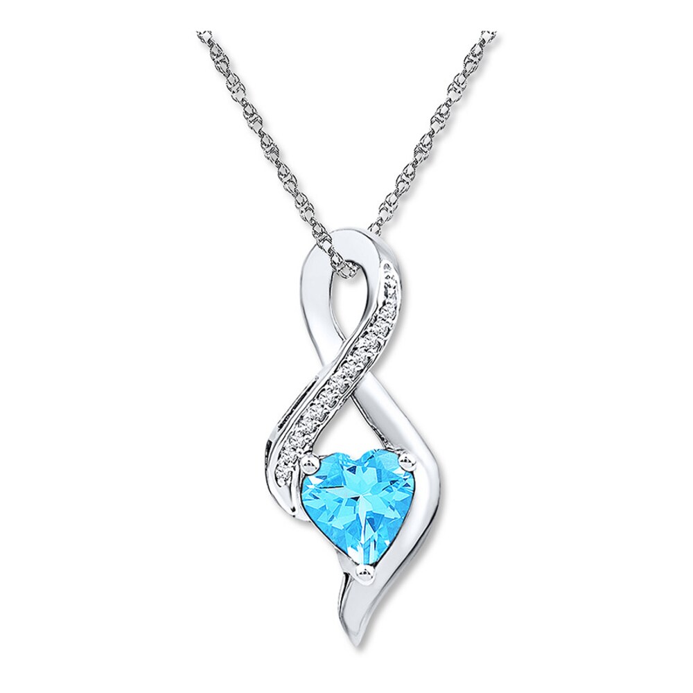 Heart-Shaped Topaz Necklace 1/20 ct tw Diamonds 10K White Gold 3HKkGfG3