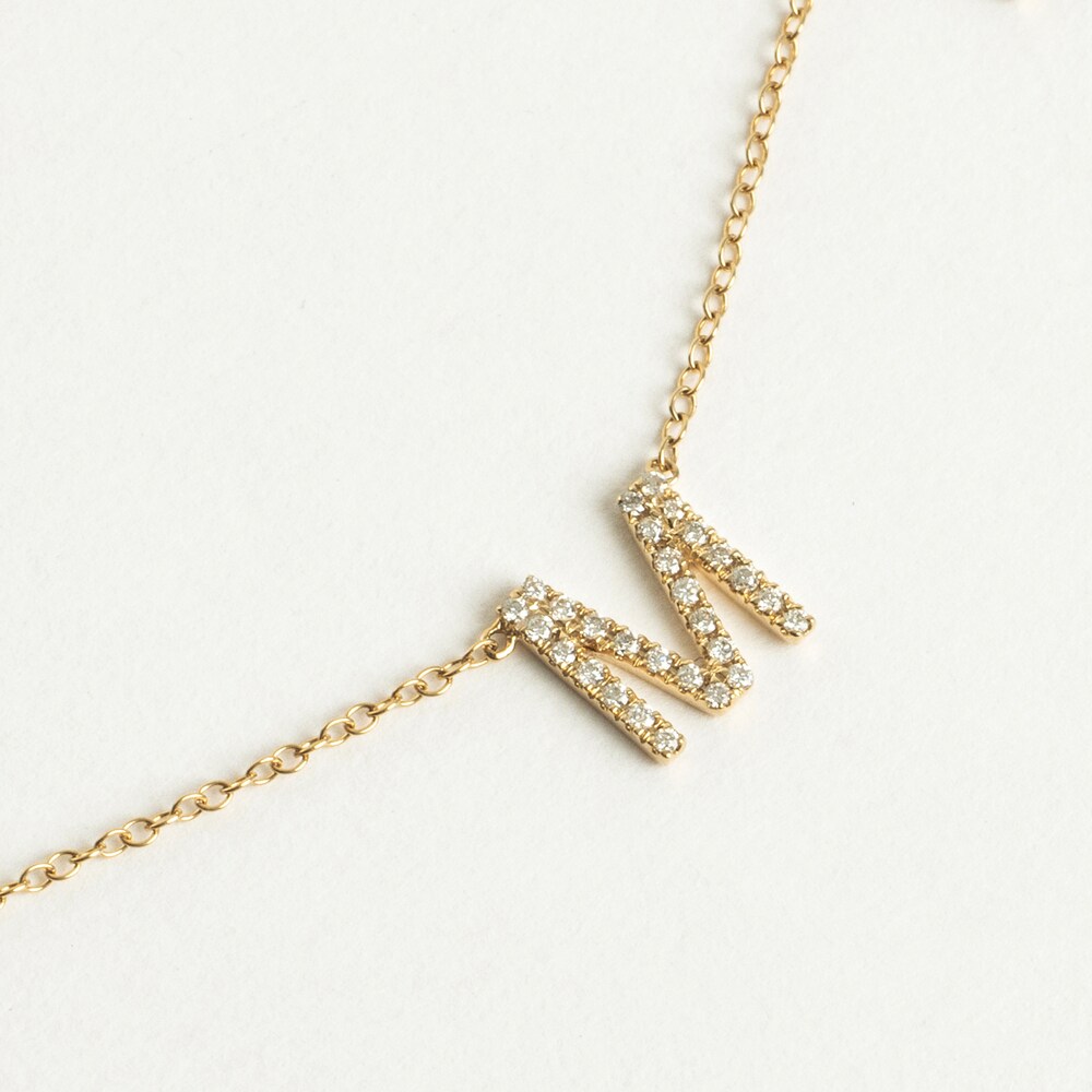 Juliette Maison Black Diamond Station Name Necklace 1-1/8 ct tw Round 10K Yellow Gold 3I0n7v6C