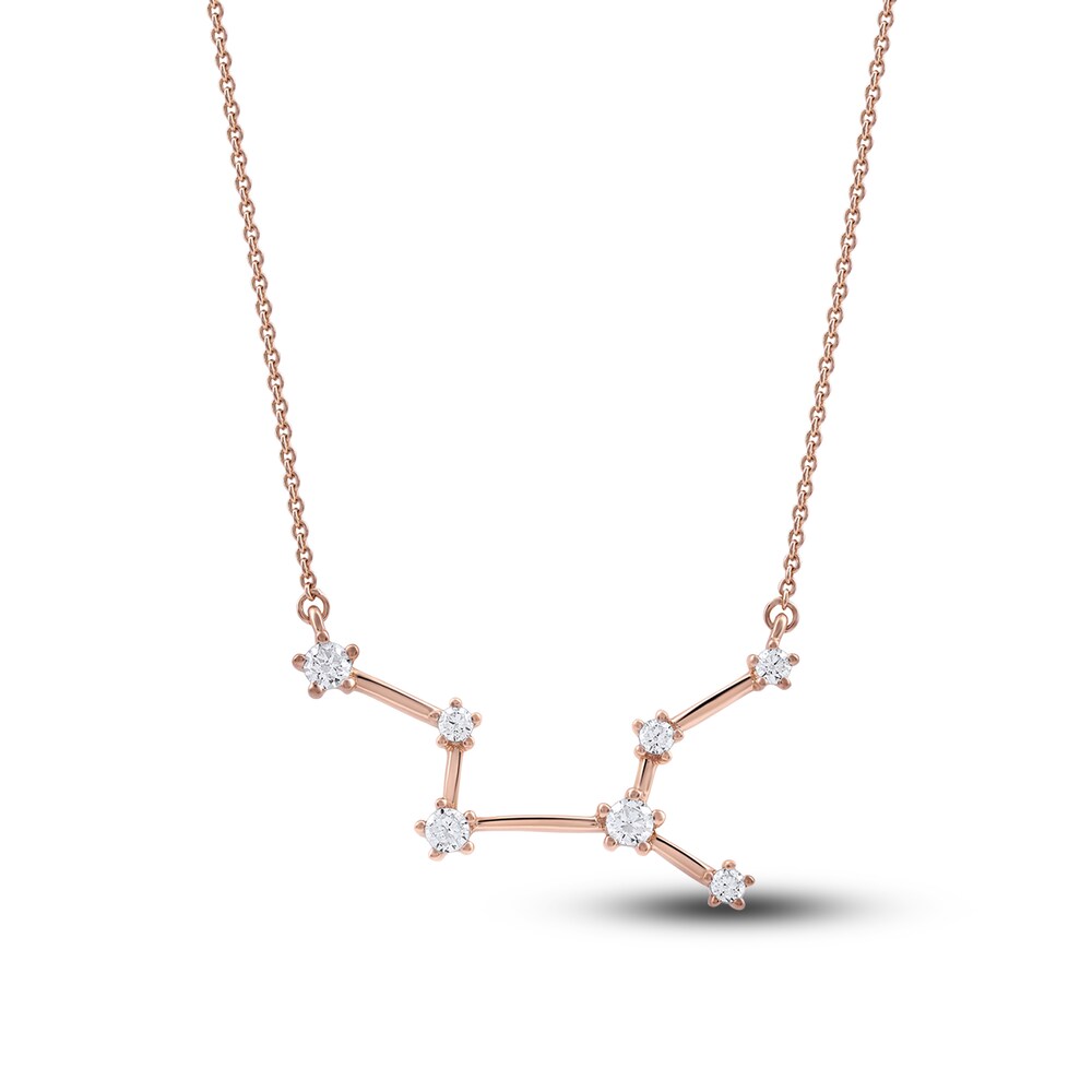 Diamond Virgo Constellation Pendant Necklace 1/6 ct tw Round 14K Rose Gold 3PA7M8HN