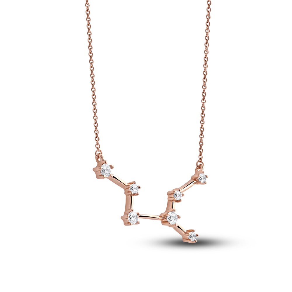 Diamond Virgo Constellation Pendant Necklace 1/6 ct tw Round 14K Rose Gold 3PA7M8HN