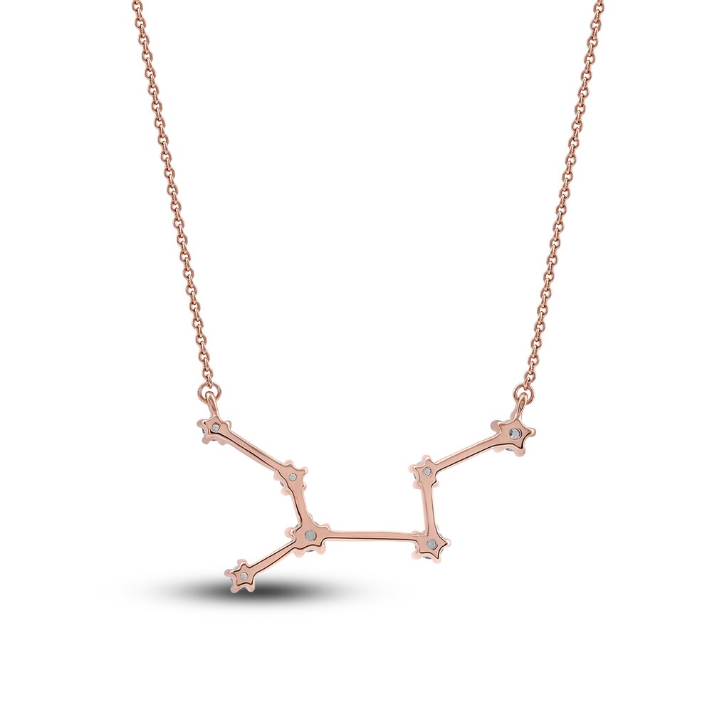 Diamond Virgo Constellation Pendant Necklace 1/6 ct tw Round 14K Rose Gold 3PA7M8HN