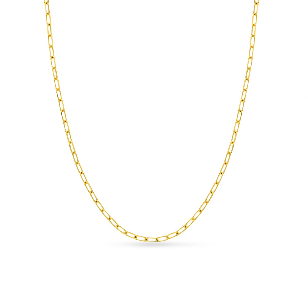 Paper Clip Chain Necklace 14K Yellow Gold 24\" 3QPARKf6