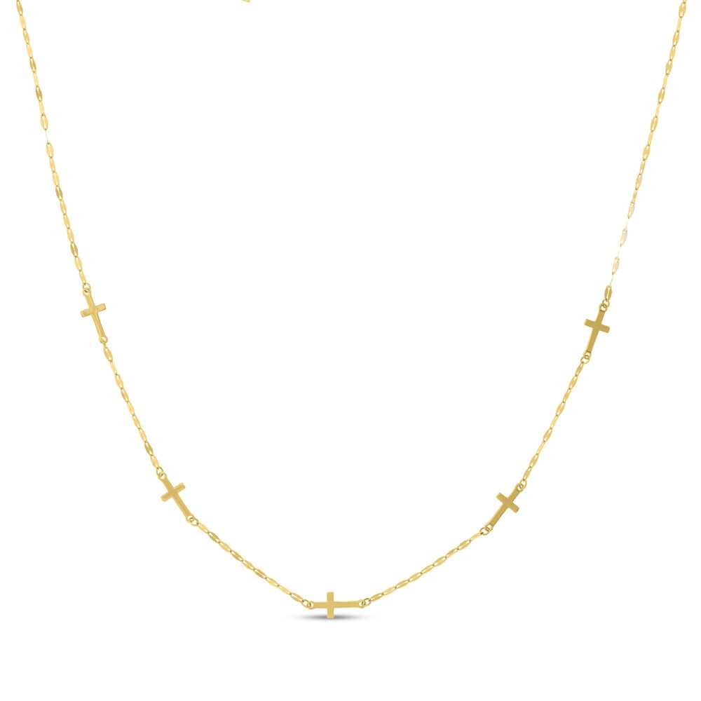 Cross Necklace 14K Yellow Gold 3RhlMuMs