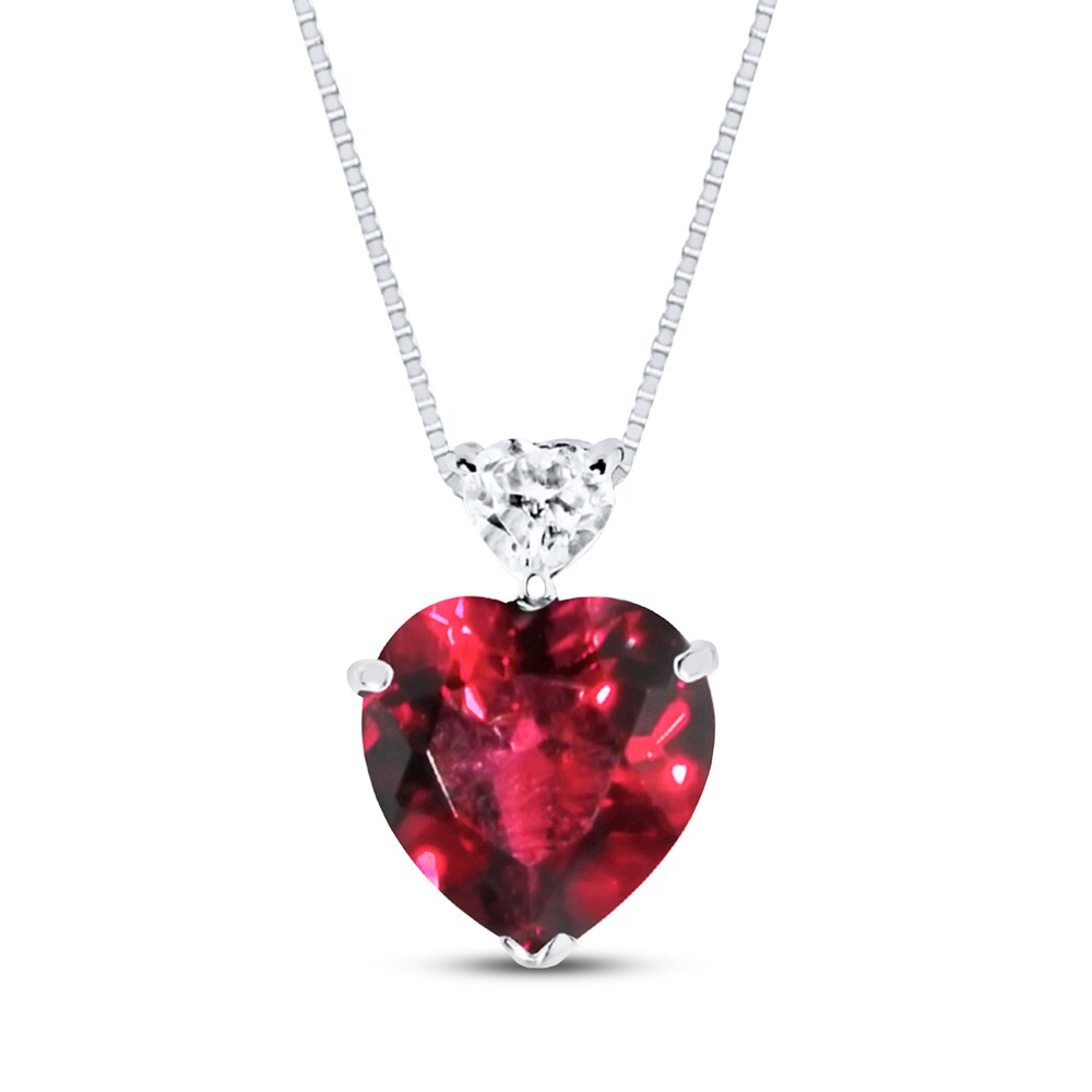 Lab-Created Ruby Necklace White Topaz Accent Sterling Silver 3X1ngkkV