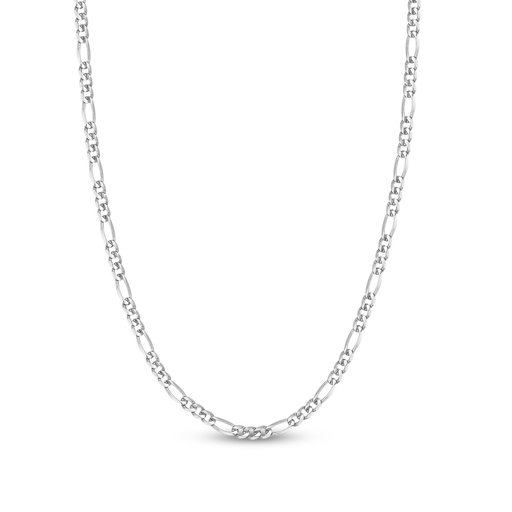 Figaro Chain Necklace 14K White Gold 24" 3ZWNN0To