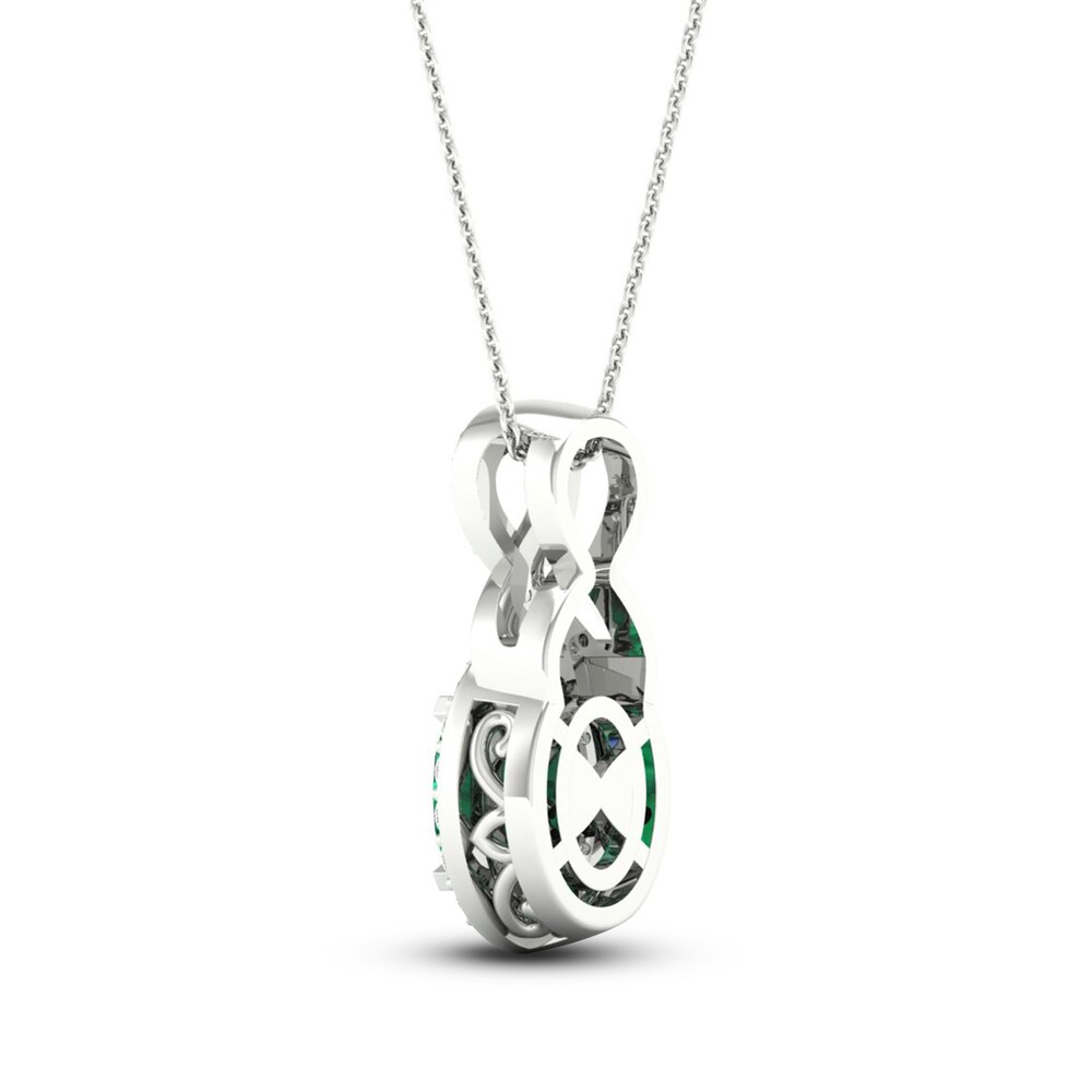 Lab-Created Emerald & Lab-Created White Sapphire Necklace 10K White Gold 18\" 3a7GGjpZ