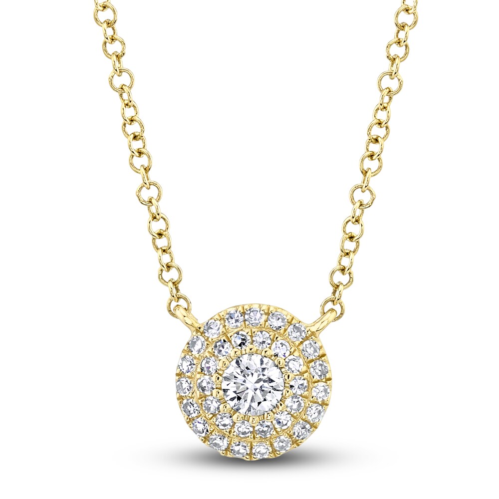 Shy Creation Diamond Pendant Necklace 1/6 ct tw Round 14K Yellow Gold 18" SC55012672 3bG658tM