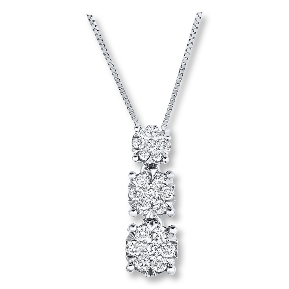 Diamond Necklace 3/8 ct tw Round-cut 14K White Gold 3cLuH56w