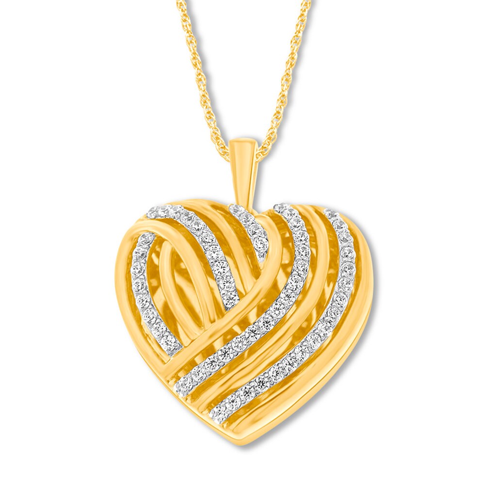 Diamond Heart Locket 1/3 ct tw Round-cut 10K Yellow Gold 3eM0kXU5