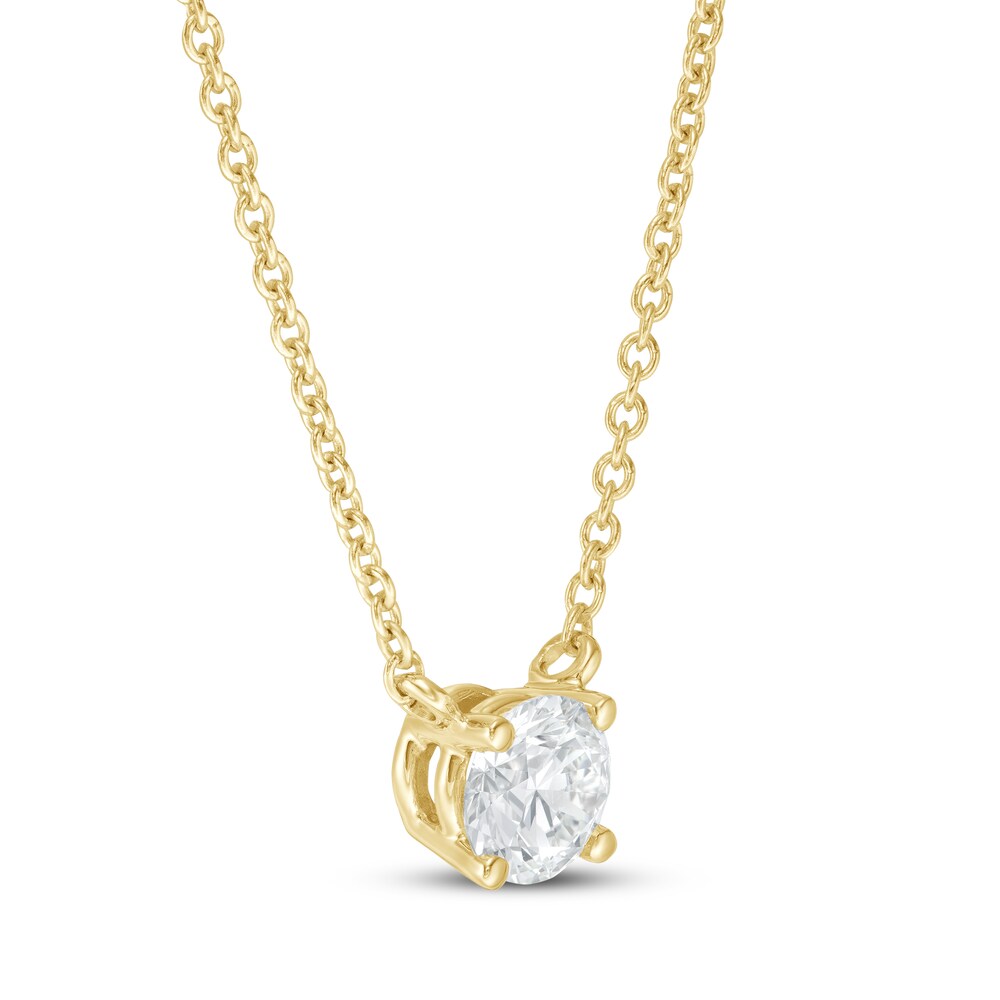 Lab-Created Diamond Solitaire Necklace 1/2 ct tw Round 14K Yellow Gold 19\" (SI2/F) 3hEhrCER