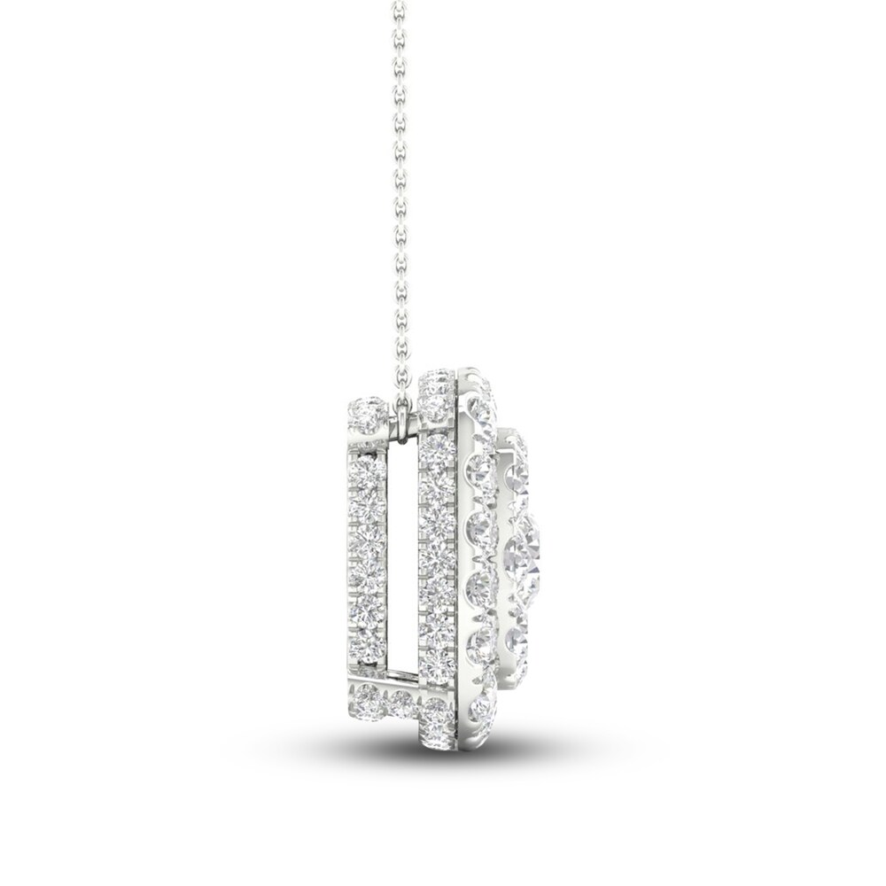 Colorless Diamond Necklace 1-1/2 ct tw Round 14K White Gold 3hKoxSsl