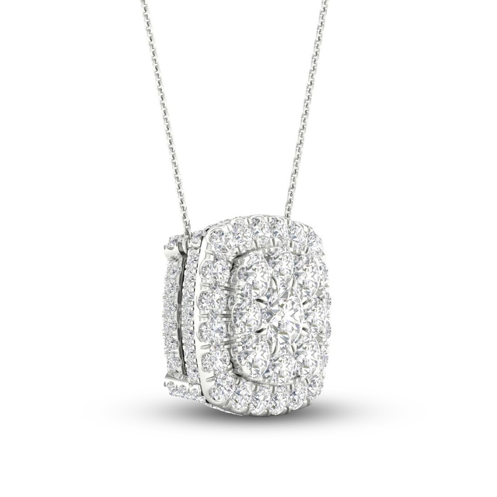 Colorless Diamond Necklace 1-1/2 ct tw Round 14K White Gold 3hKoxSsl