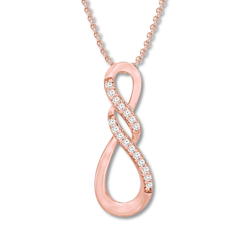 Diamond Infinity Necklace 1/15 ct tw 10K Rose Gold 19" Adj. 3jTNyX9d