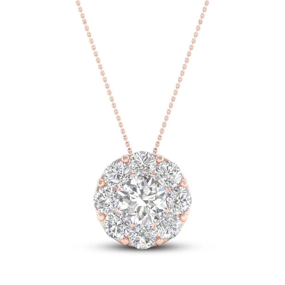 Diamond Pendant Necklace 1 ct tw Round 14K Rose Gold 3ljbStCL