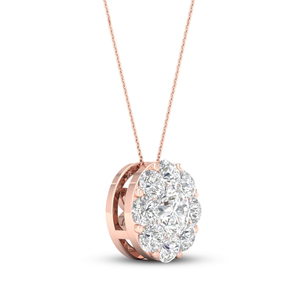 Diamond Pendant Necklace 1 ct tw Round 14K Rose Gold 3ljbStCL