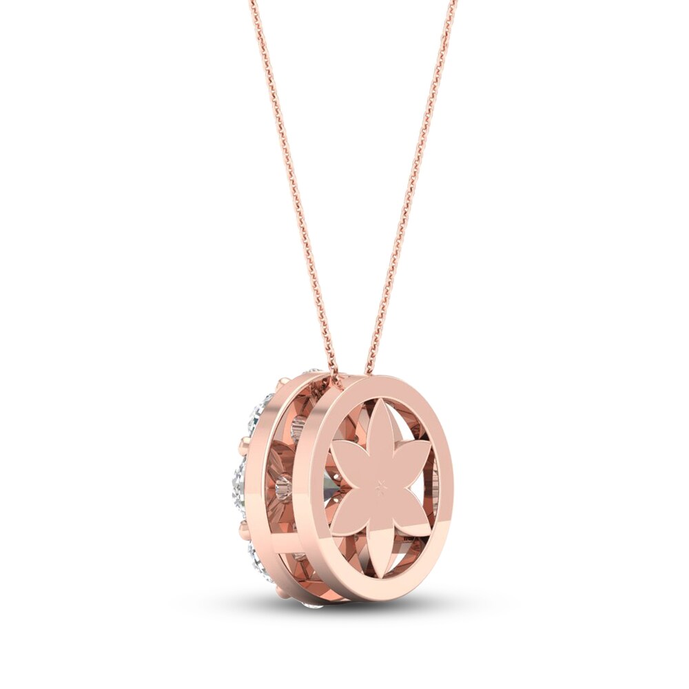 Diamond Pendant Necklace 1 ct tw Round 14K Rose Gold 3ljbStCL