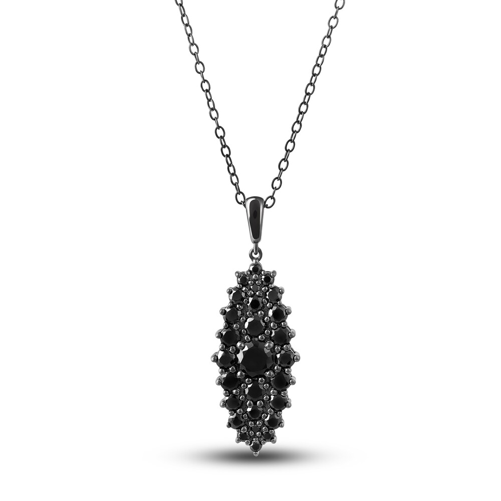 Black Diamond Pendant Necklace 2 ct tw Round 14K White Gold/Black Rhodium 18" 3oC3l7uT