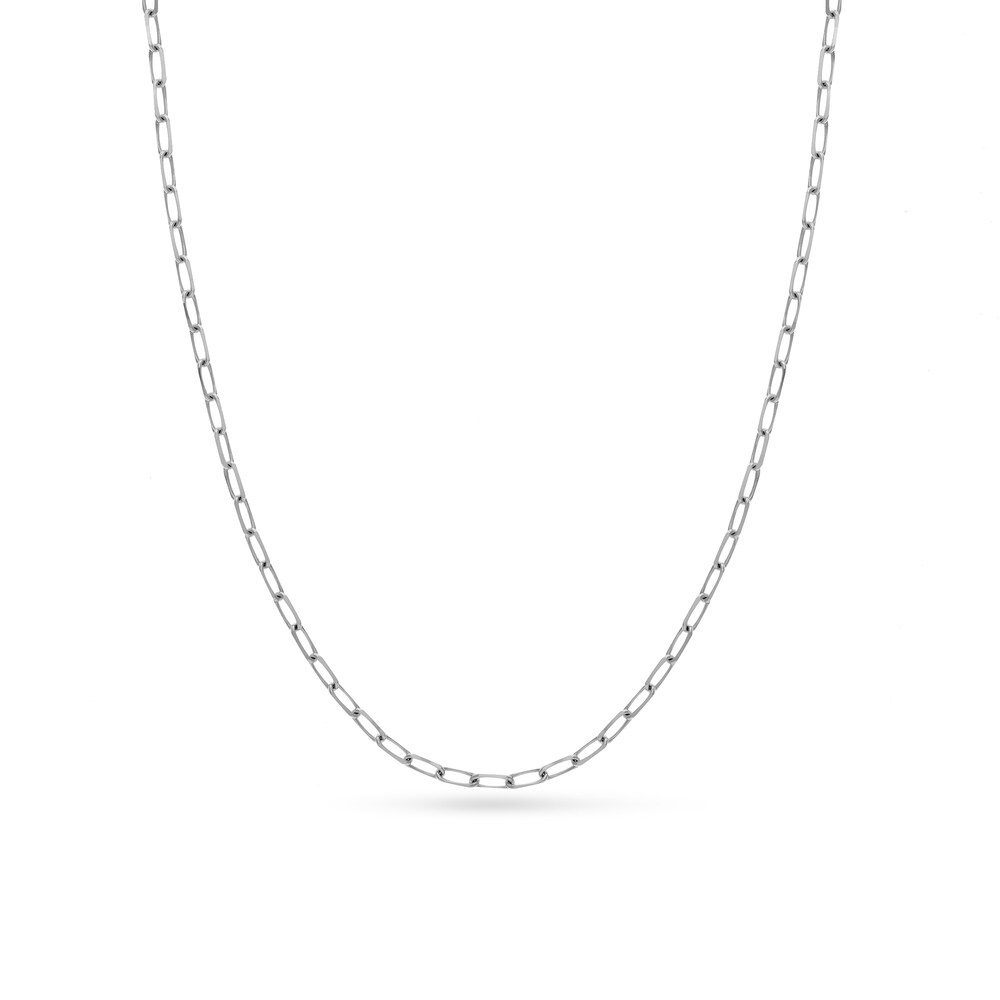 Paper Clip Chain Necklace 14K White Gold 18\" 3wEojrgL