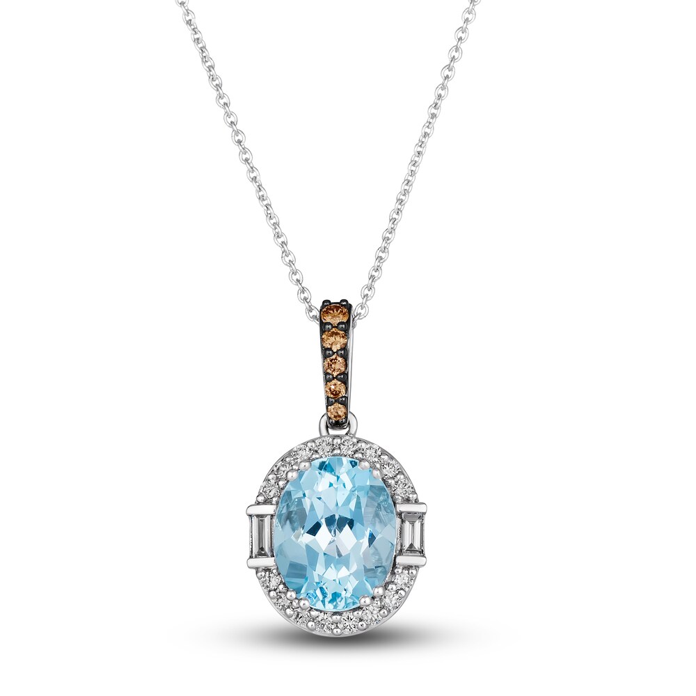 Le Vian Natural Blue Topaz Pendant Necklace 1/3 ct tw Diamonds 14K Vanilla Gold 19" 47xcw0AF