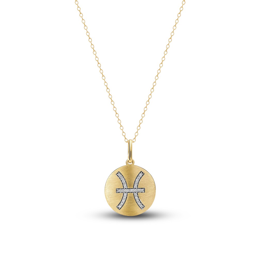 Diamond Pisces Zodiac Pendant Necklace 1/10 ct tw Round 14K Yellow Gold 4EvBEyFq