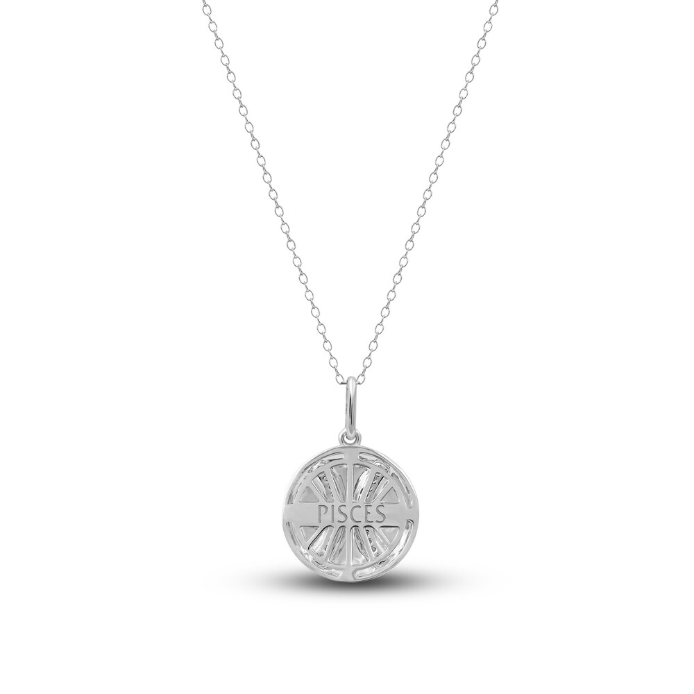 Diamond Pisces Zodiac Pendant Necklace 1/10 ct tw Round 14K White Gold 4GzRJehu