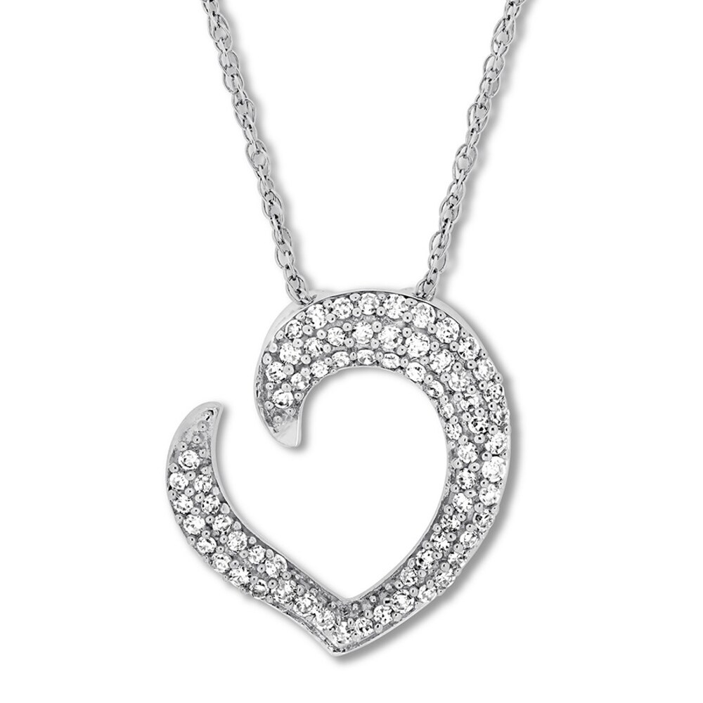 Heart Swirl Necklace 1/4 ct tw Diamonds 10K White Gold 4JyJ2Fyu