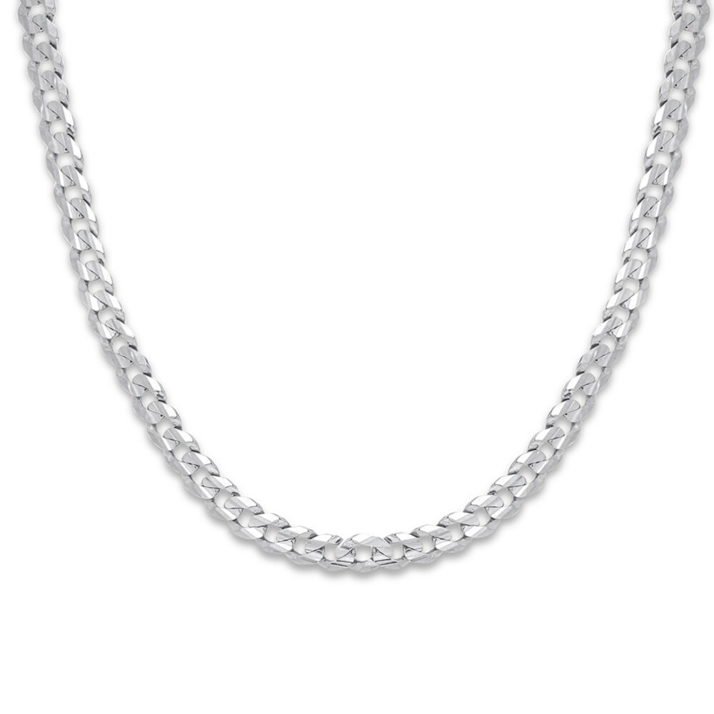 Cuban Curb Chain Necklace 10K White Gold 22\" Length 4KxiOrFp