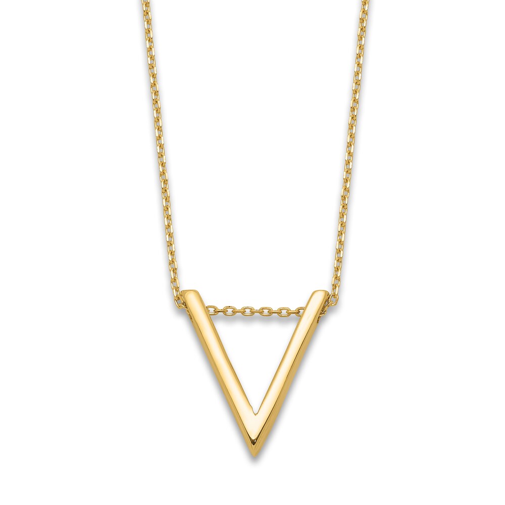 High-Polish V Necklace 14K Yellow Gold 17" 4eDG3bTG