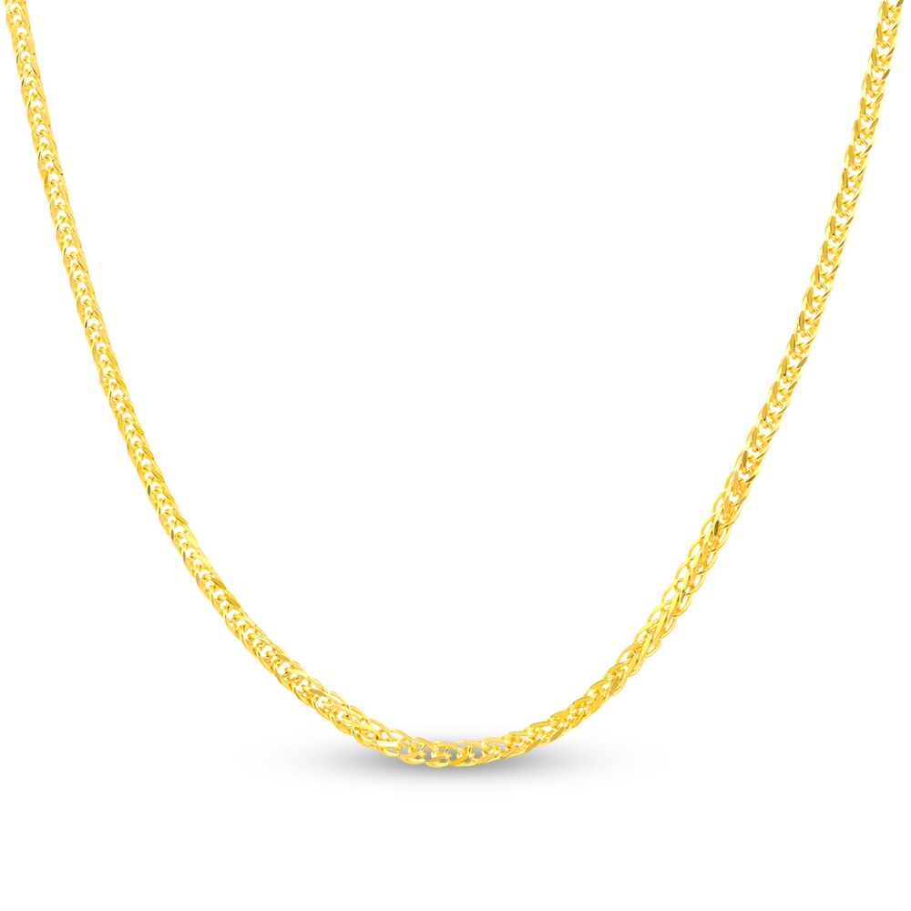 Square Wheat Chain Necklace 14K Yellow Gold 18\" 4fySScoY