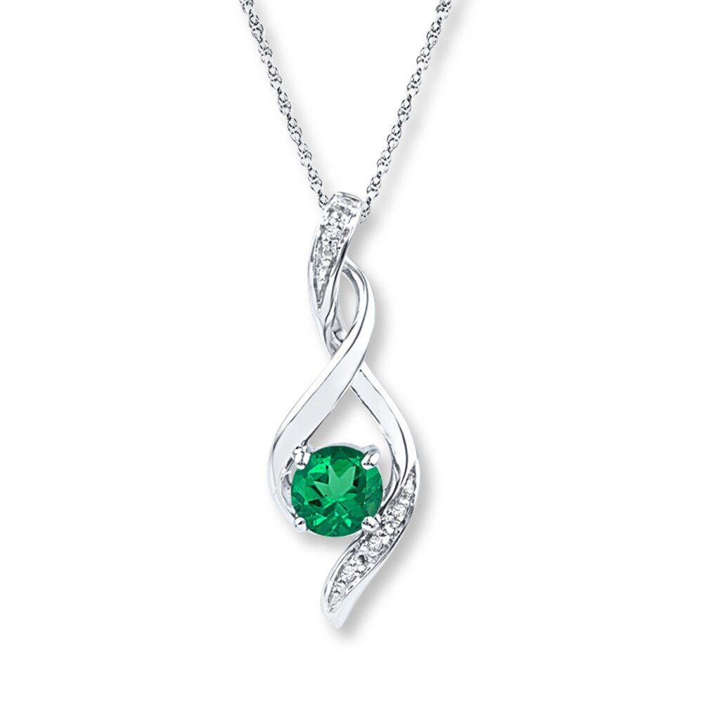 Lab-Created Emerald Diamond Accents Sterling Silver Necklace 4ghwaXFF