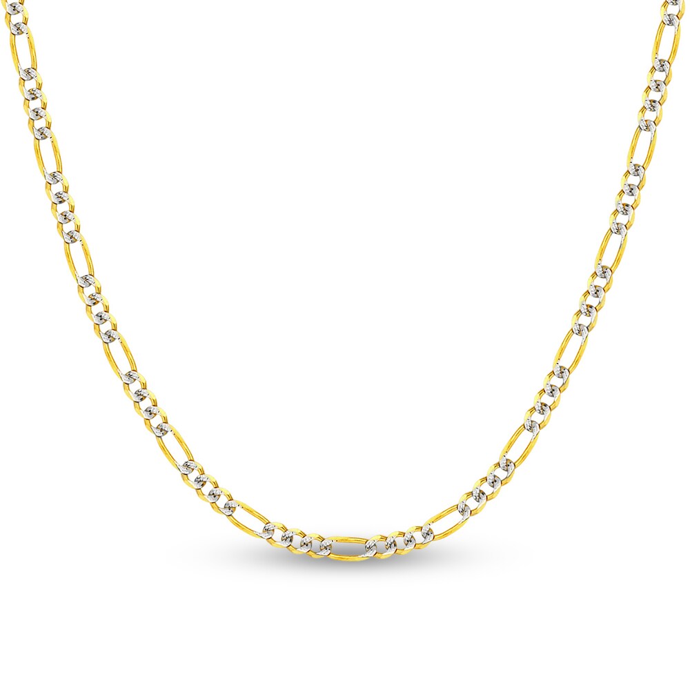 Figaro Chain Necklace 14K Two-Tone Gold 22\" 4lhuDhY7 [4lhuDhY7]