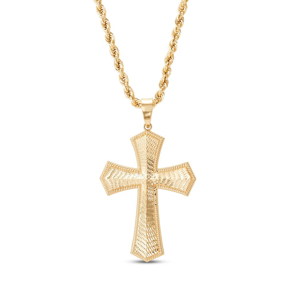 Cross Rope Chain Necklace 10K Yellow Gold 4lpsi22u