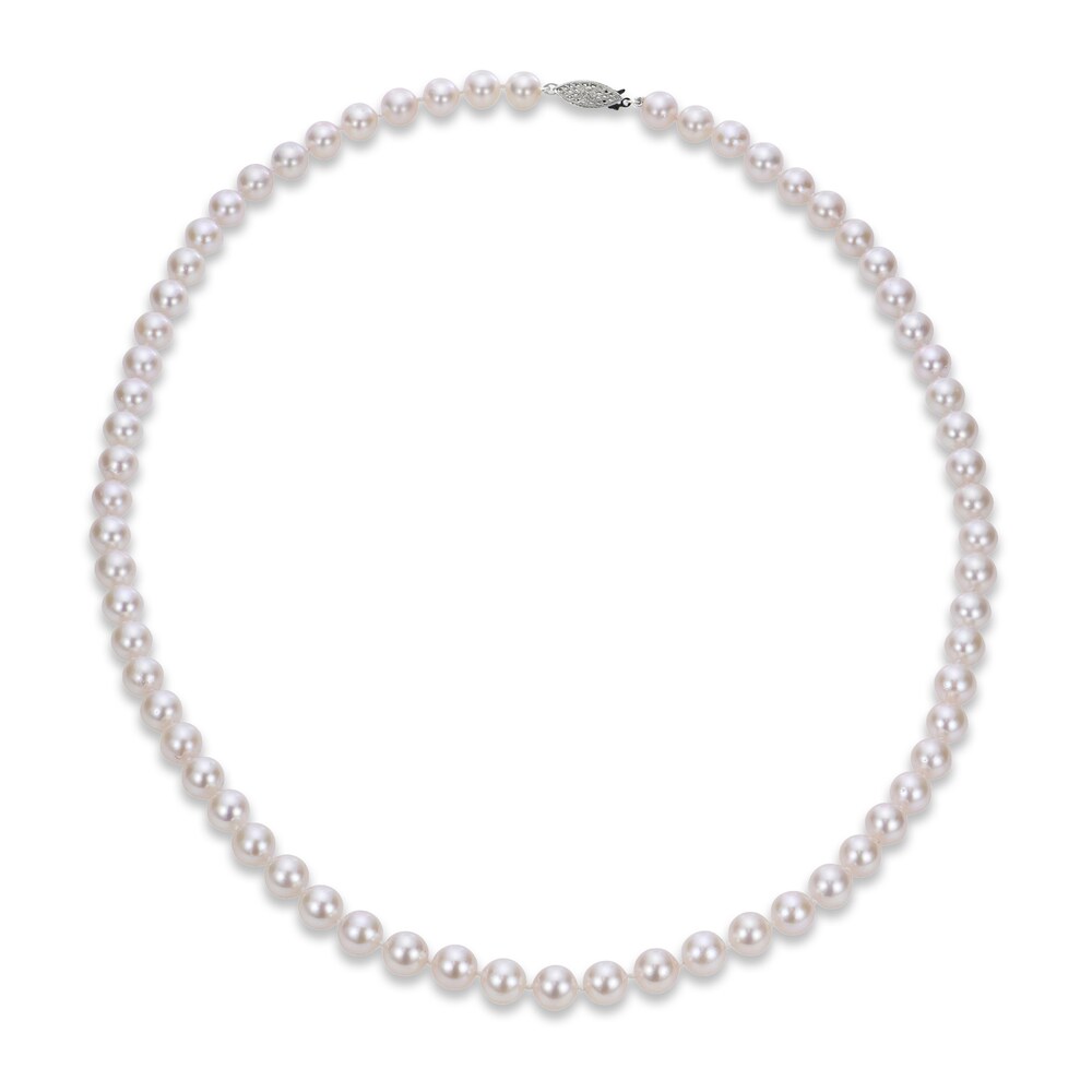 Cultured Akoya Pearl Necklace 14K White Gold 20" 4nISTvPC
