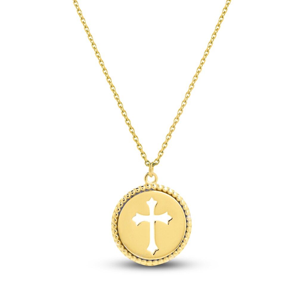 Cutout Cross Necklace 14K Yellow Gold 16" 4ose5jhV