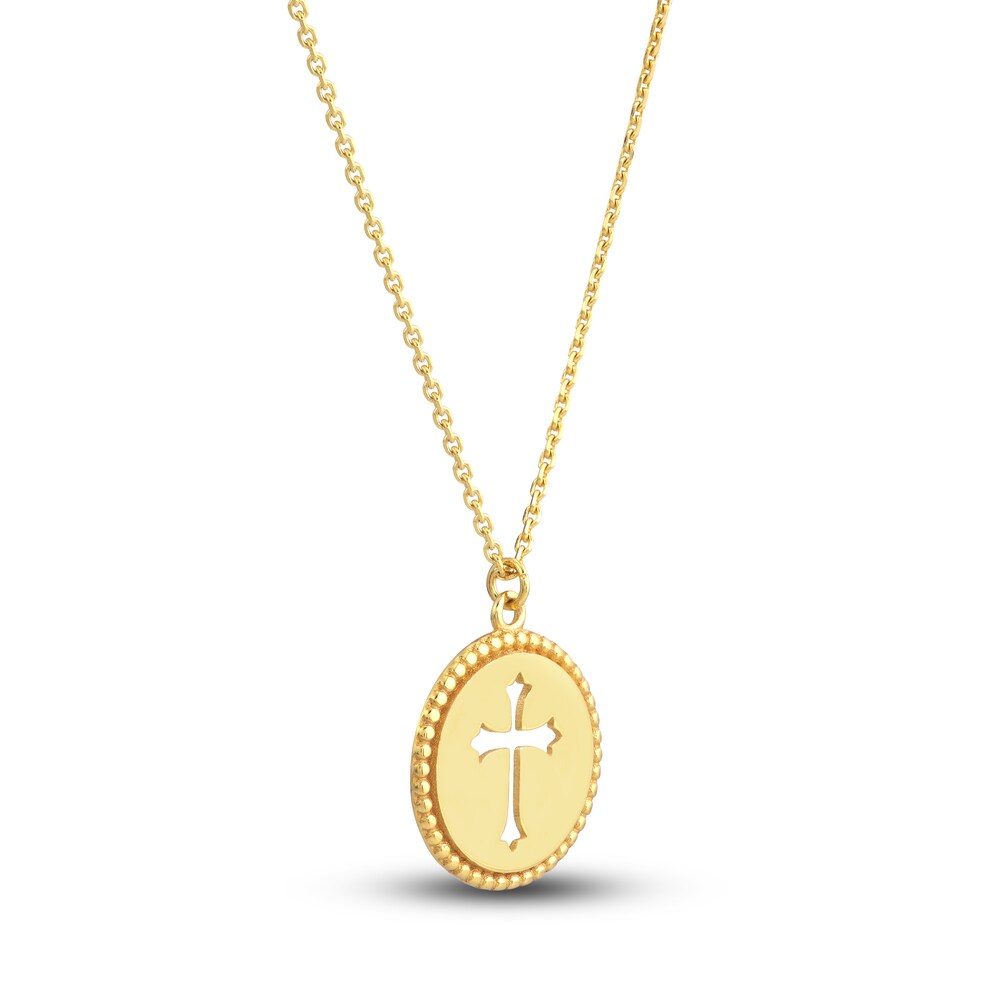 Cutout Cross Necklace 14K Yellow Gold 16\" 4ose5jhV